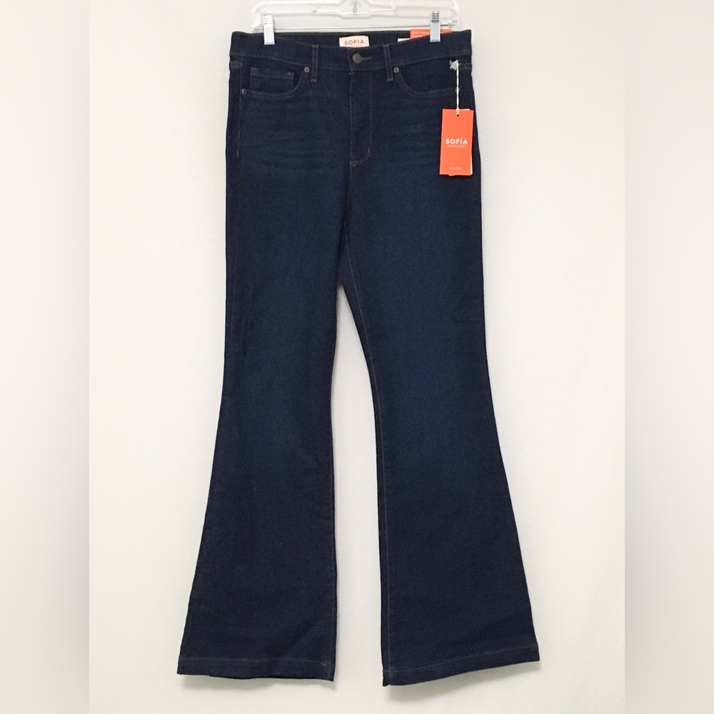 Sofia Vergara‎ Melisa Flare Jeans High Rise Size 10 Dark Wash Stretch Denim NWT